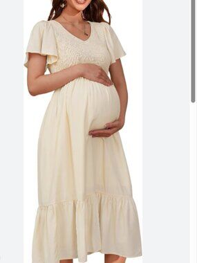 Smocked Midi Dress Maternity